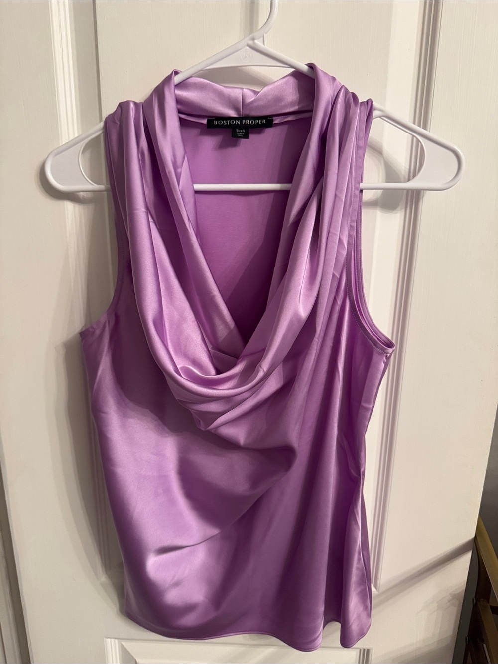 Boston Proper Lavender Cowl Neck Charmeuse Blouse